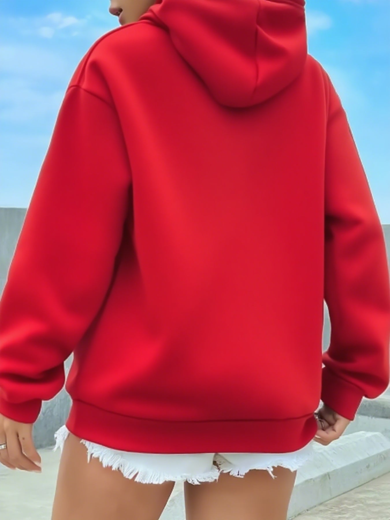 Women's Hooded Sweatshirt, Christmas Fashion Loose Elegant Long Sleeve Drawstring Hoodie, Atmospheric Print Red/Dark Green/Tender Pink/Violet Hooded Sweatshirt, Holiday Gift, Women's Clothing