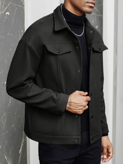 Fashionable and Comfortable Autumn Men's Casual Front Button Drop Shoulder Coat, Suitable for Husband Outings, Work, Parties, Dates, Travel, Date Night Outfit, Party Coat, Modern Menswear, Stylish Men's Wear, Quality Stitchin