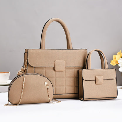Set of 3 Stylish Large-Capacity PU Tote Bags with Adjustable Strap
