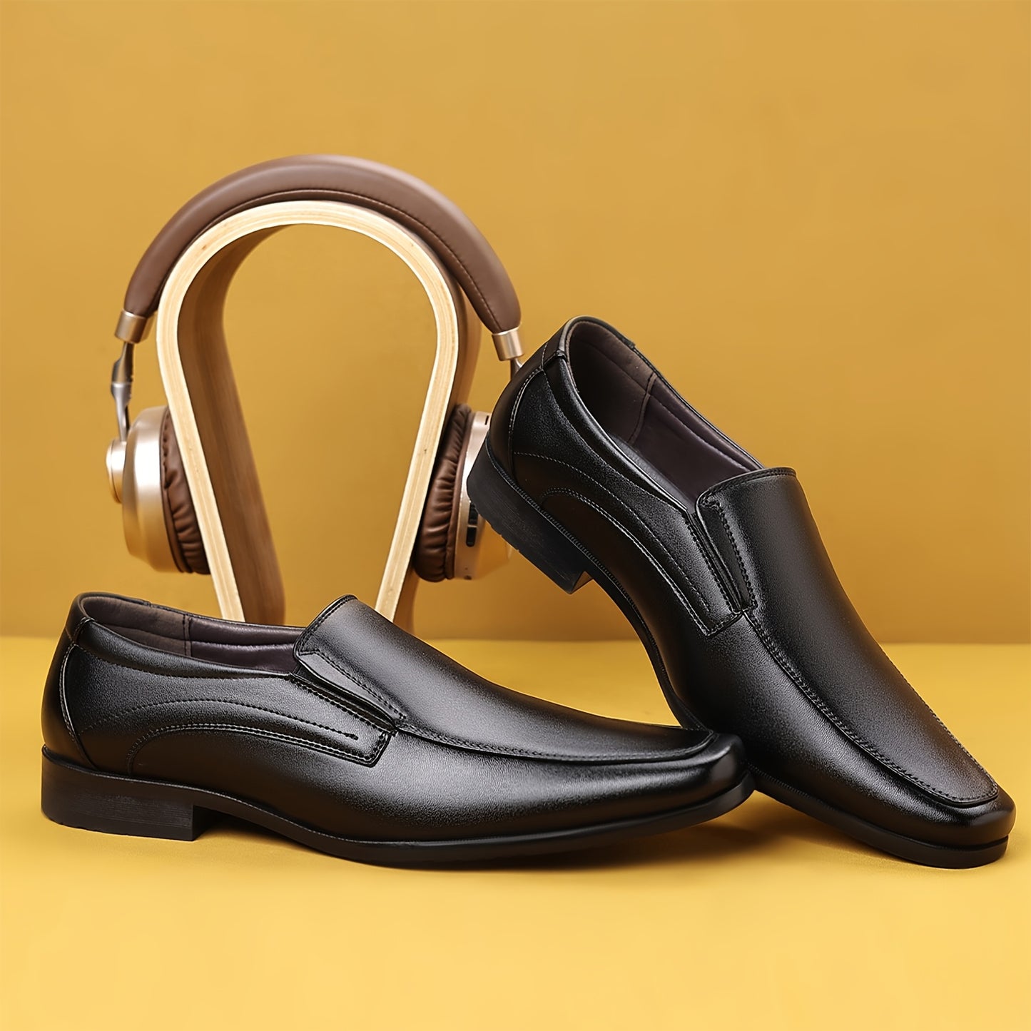 Men's Formal Square Toe Loafers Classic Business Shoes