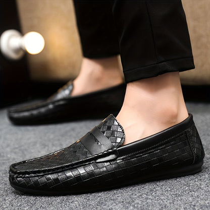 Men'S British Style Loafers - Comfortable Slip-On Moccasins with Round Toe, Faux Cover Upper & PVC Sole, Perfect for Casual Wear, Parties, and Weddings, Wedding Shoes - ayq