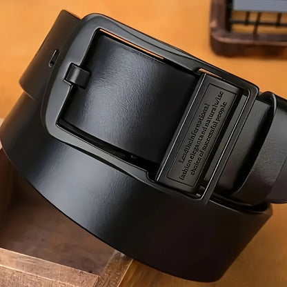 A Men'S Belt Featuring a Black Alloy Buckle - Adjustable with a Vintage Double-Sided Design, Suitable for Both Business And Casual Wear, And Made to Last As a Classic Style - ayq