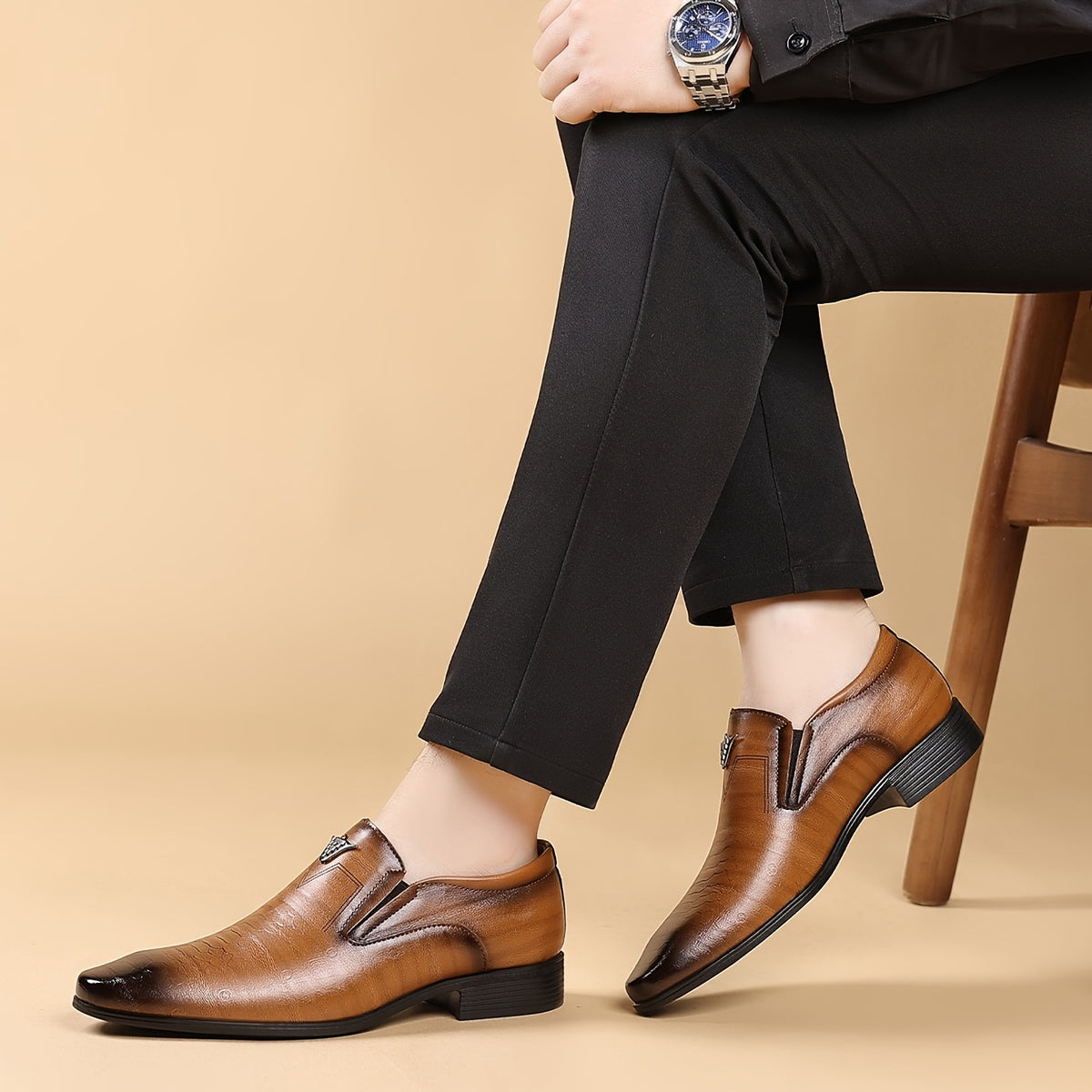 Men's Slip-On PU Leather Dress Oxfords Casual Business Shoes