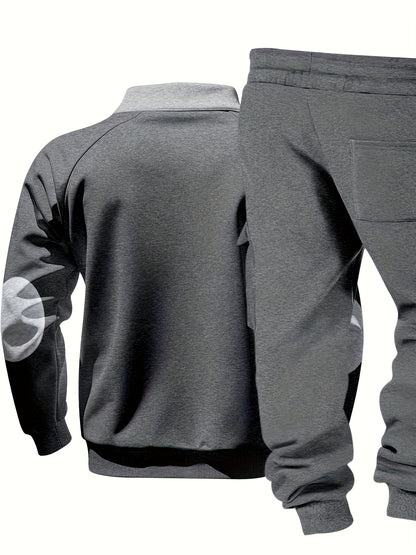 Men's New Product: Men's Casual Sportswear Set for Outdoor Workwear and Daily Commuting, Fashionable Hoodless Sweatshirt with Lining and Extra Thickness, Suitable for Outdoor Walks