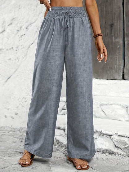 Elegant Solid Color Twisted Knot Straight-Leg Pants