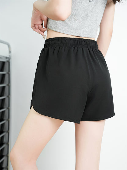 Women's Summer Running Shorts, Quick-Drying, Solid Color, Active Wear For Fitness And Gym