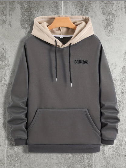 Color Block Cool Hoodies For Men, Men's Casual Graphic Design Hooded Sweatshirt Streetwear For Winter Fall, As Gifts