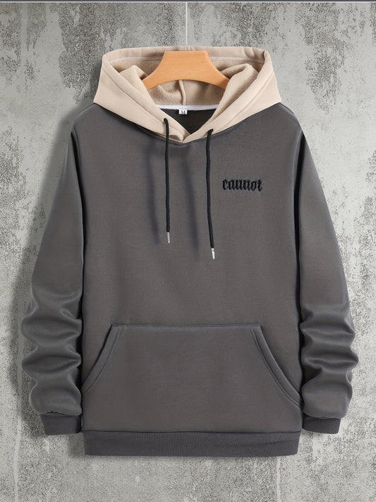 Color Block Cool Hoodies For Men, Men's Casual Graphic Design Hooded Sweatshirt Streetwear For Winter Fall, As Gifts