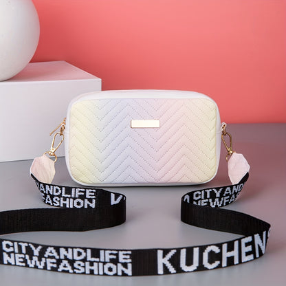 Fashion Gradient Quilted Crossbody պայուսակ, գերժամանակակից PU ուսի պայուսակ, կանացի նորաձև ձեռքի պայուսակ և դրամապանակ