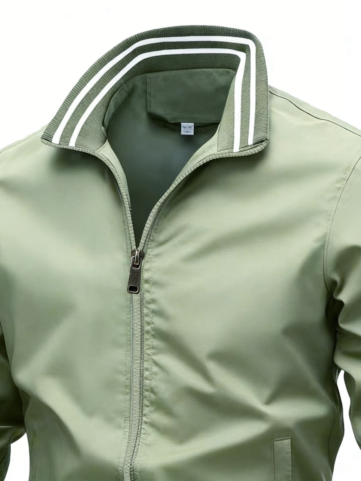Men's Polyester Bomber Jacket with Sporty Zipper Design