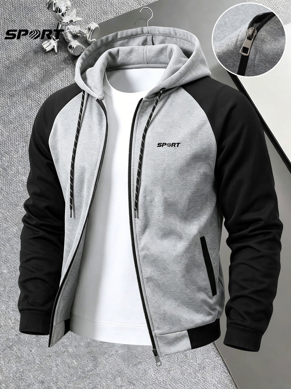 Men's Hooded Color-Block Jacket for Fall and Winter