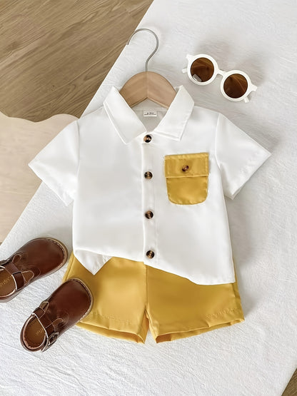Boys' Casual Plaid Shirt & Shorts Set for Spring/Summer