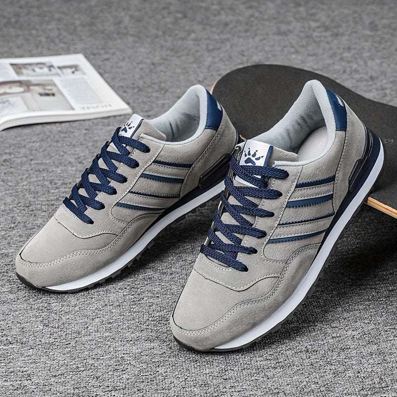 Men's Trendy Solid Old School Style Sneakers, Comfy Non Slip Casual Lace Up Shoes For Men's Outdoor Activities