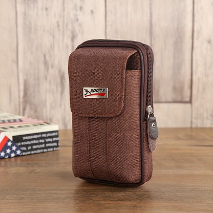 1pc Men's Mobile Phone Bag, Casual Wear Belt Fanny Pack, Canvas Mobile Phone Fanny Pack, Multi-functional Waterproof Mobile Phone Bag, Card Holder, Coin Wallet