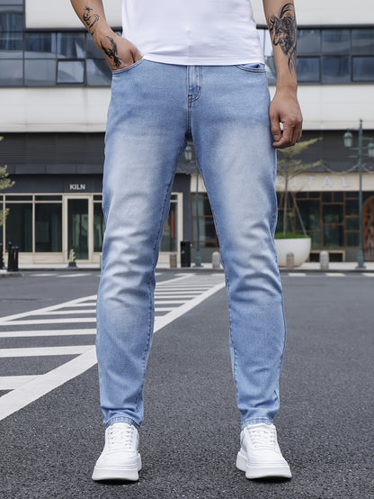 Men's Straight Leg Denim Pants, Men's Classic Design Jeans, Versatile For Four Seasons Wear