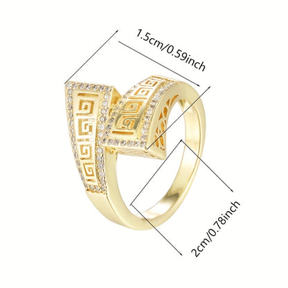 Vintage Geometric Cross Ring for Women in White Gold Plating