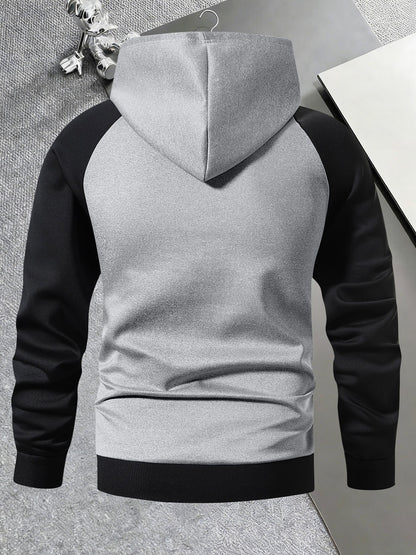 Men's Hooded Color-Block Jacket for Fall and Winter
