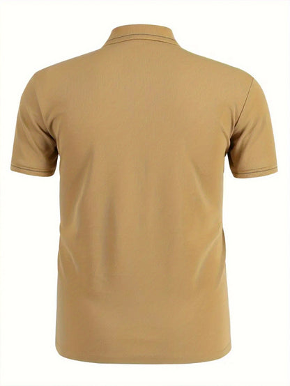 BOOS letter print, 1 premium Men's shirt, polyester fabric, regular fit, turn- collar top, summer short sleeve T-shirt, birthday gift, inner or outer wear, outdoor casual, sportswear, business casual, stylish and breathable, - ayq