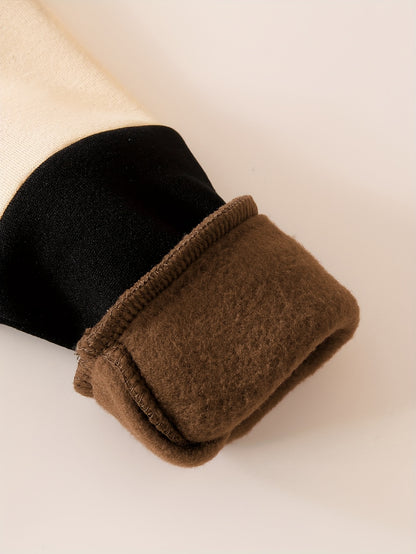 Աշնանային ձմեռային նոր, հաստ, կլոր վզով սվիտեր, երկար թևքերով, 3 գույնանի, պատչվորք, խաչաձև նախշերով, տառերով պատչ, տաք, հարմարավետ, առօրյա, բազմակողմանի սպորտային տաբատ, 2 հատանոց հավաքածու, DONABEBE, բացօթյա օգտագործման համար