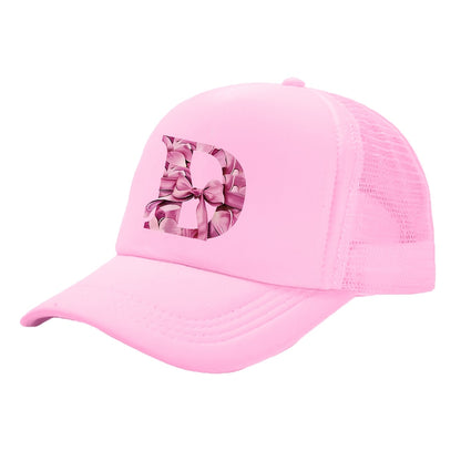 Kids Pink Mesh Bowknot Baseball Cap Breathable Lightweight