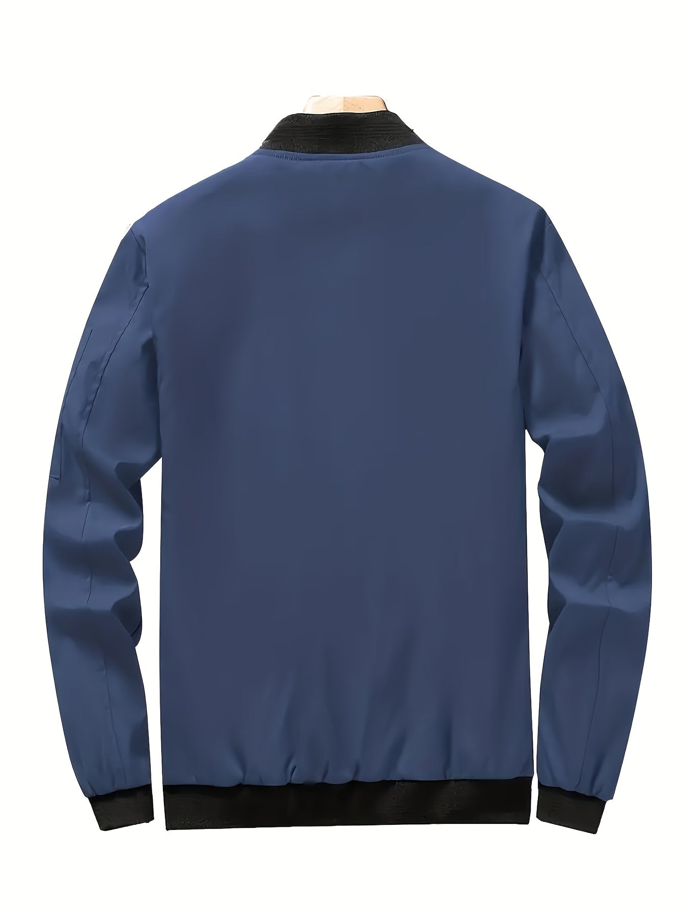 Men's Baseball Jacket - All-Season Zip-Up Coat with Zippered Pockets, Machine Washable Outerwear for Casual & Formal Events - Navy Jacket, Sleek Appearance