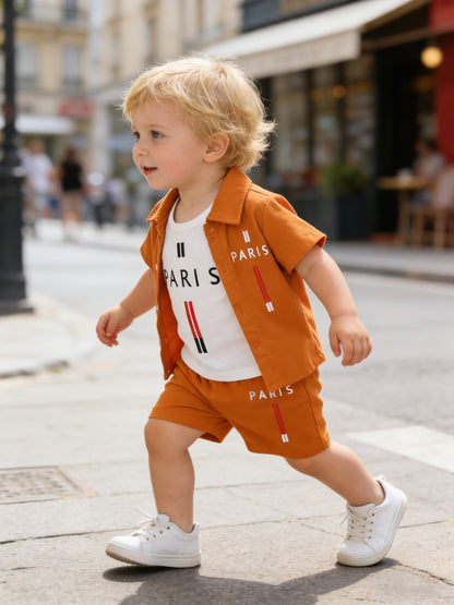 Baby Boy's 3-Piece Spring Summer Set with Paris Print