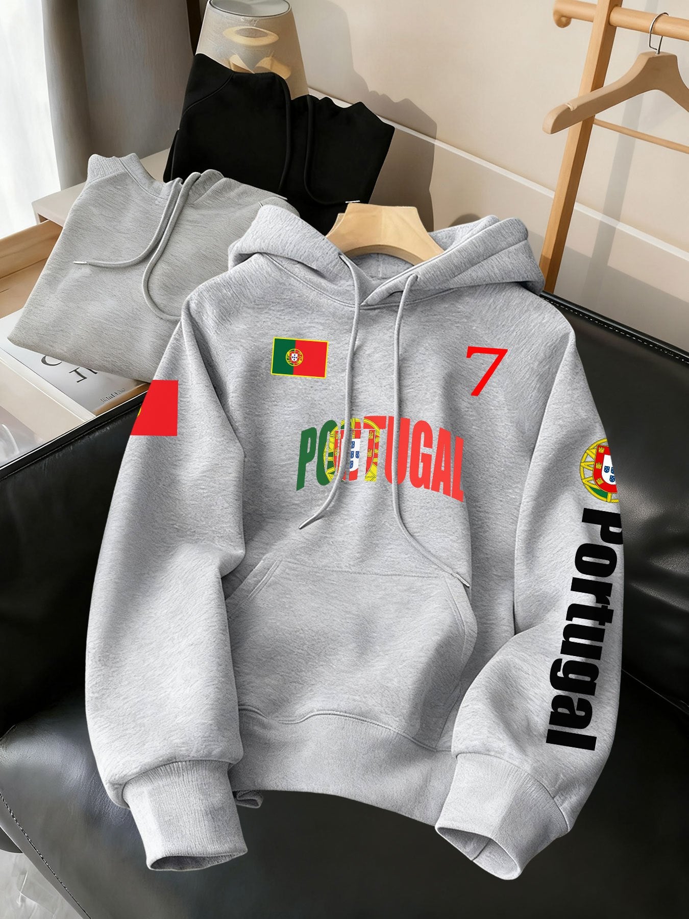 Men's Portugal Number 7 Hooded Sweatshirt Casual Polyester Hoodie