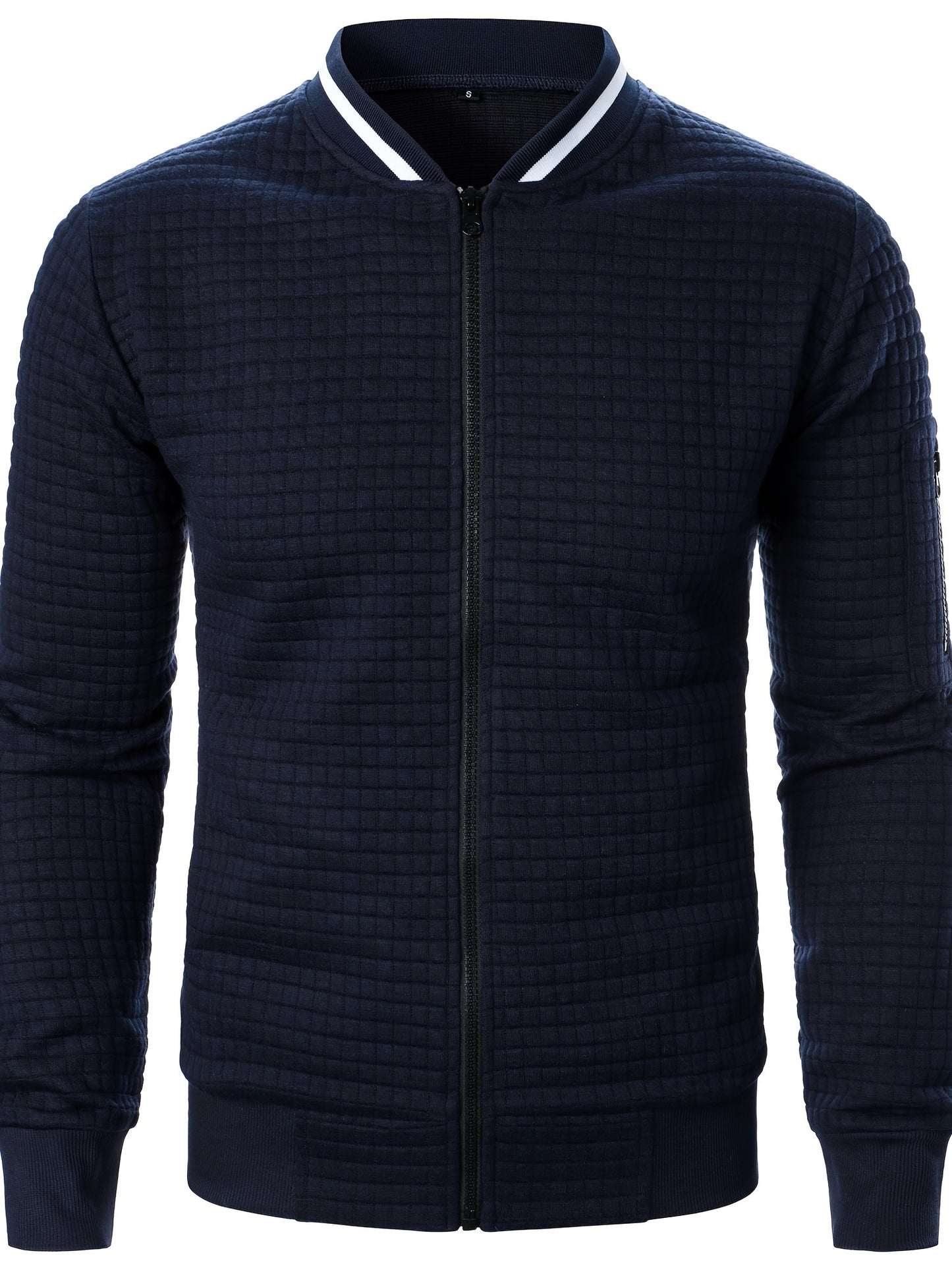 Men'S Zip-Up Jacket - Full-Zip Front Closure, Stand Collar, Lightweight Outerwear for Office, Casual & Formal Events - Spring/Fall Transitional Clothing - Easy-Care Modern Men'S Coat, Zip Up Jacket, Autumn Layering, Sleek Des