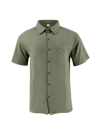 Men's Summer Linen Shirt and Long Pants Set Casual Loose Fit