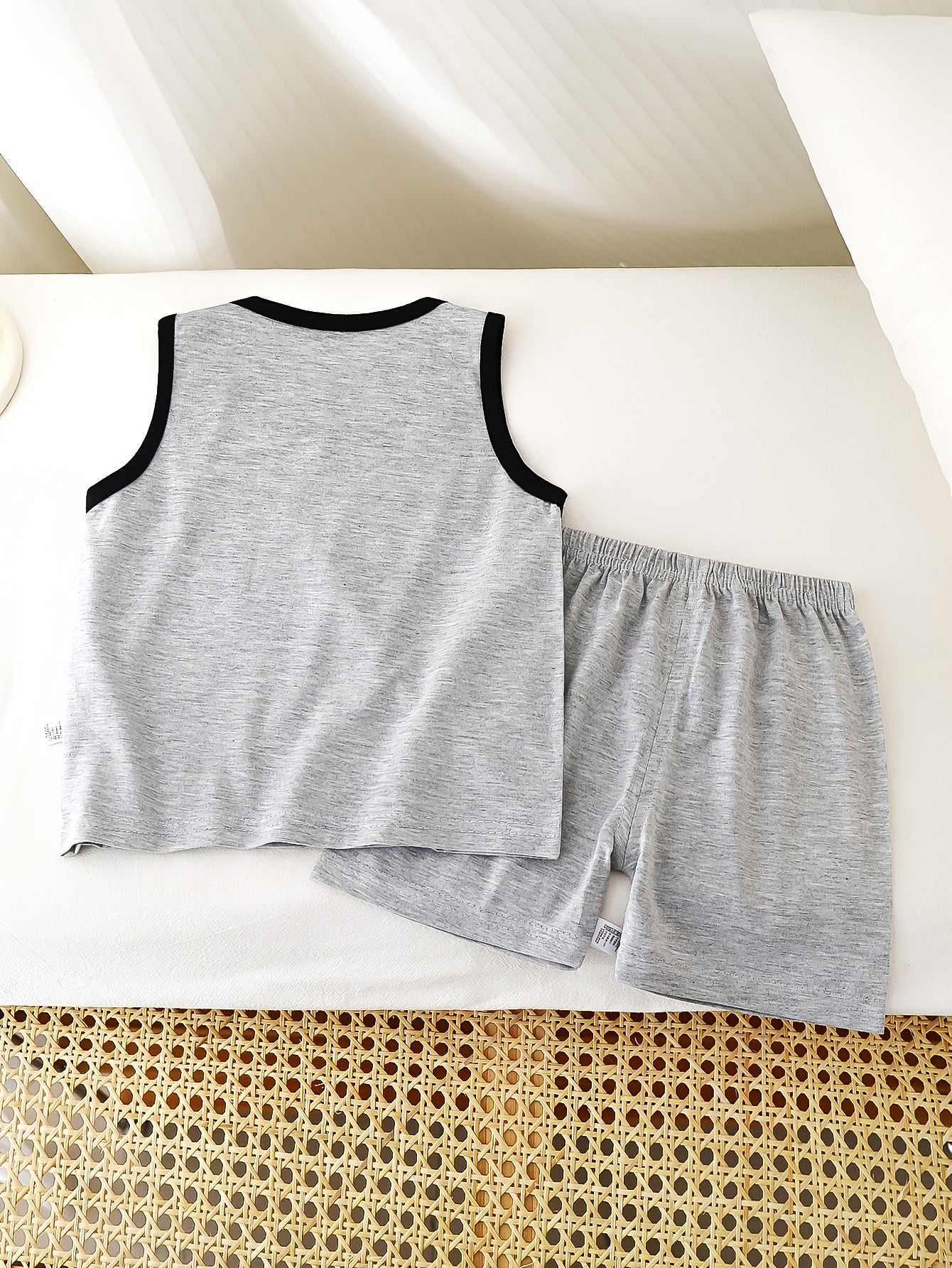 Boys Summer Cotton Shorts & Sleeveless Vest Set with Animal Print