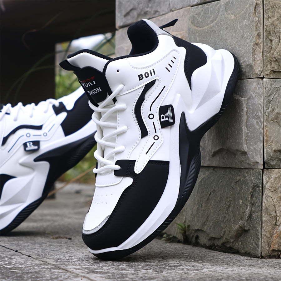 Men's high-top casual sports shoes fashion outdoor walking shoes for road running; lace-up wear-resistant versatile - ayq