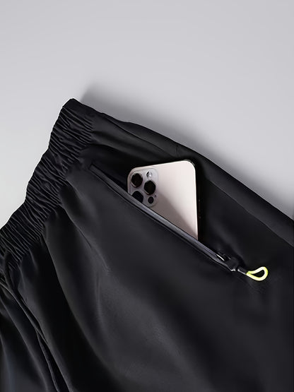Stylish Men'S Graphic Print Shorts - Elastic Waist, Zipper Pockets, Breathable Fabric, Active Fit, Summer Essentials, Comfortable Drawstring Design