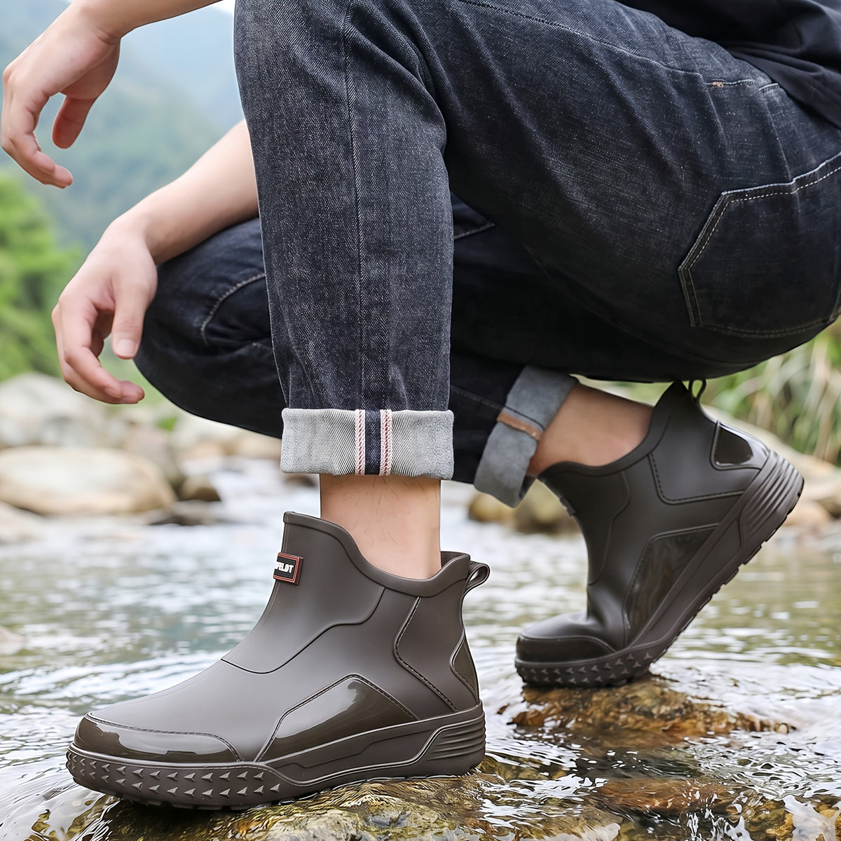 Unisex Gray Ankle Rain Boots | Lightweight All-Season Comfort