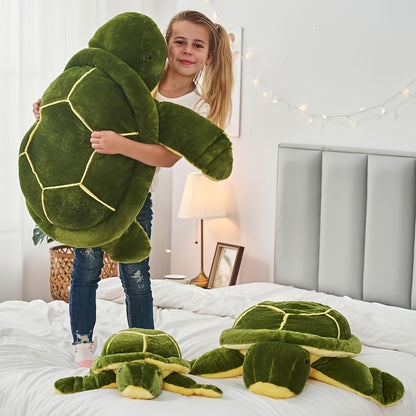 Cuddly Sea Turtle Plush Toy with Big Eyes - Soft Polyester Stuffed Animal in Assorted Greens, Perfect for Youngsters & Girlfriends