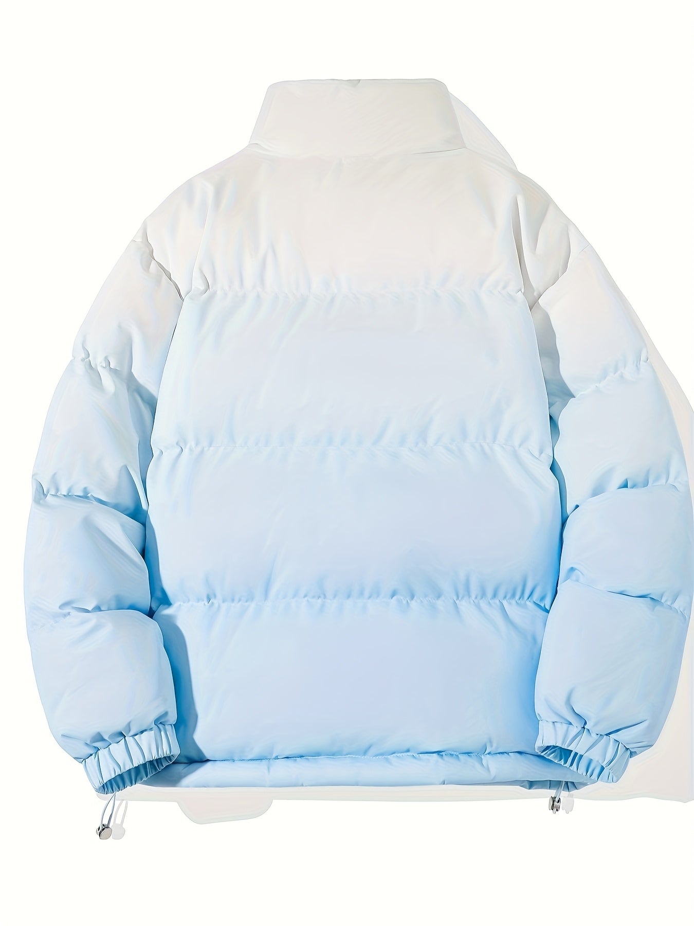 1 հատ տղամարդու փողոցային ոճի վերարկու՝ կանգնած օձիքով, այբուբենի նախշերով, սովորական չափսերով, լարերով, չձգվող գործվածքով պոլիեսթեր, 100% պոլիեսթերային լցոն, երկար թևքերով, ամենօրյա տաք, գրադիենտային բաճկոն՝ աշնանային և ձմեռային համար