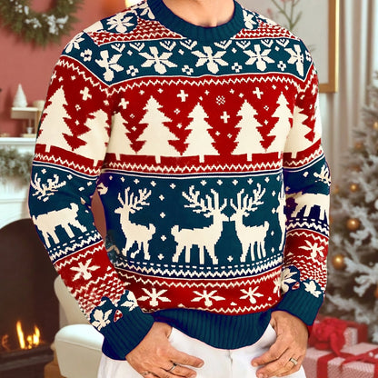 Christmas Theme Knitted Sweater | Warm and Comfortable, Ideal for Self-Wear or Gifting, Crew Neck, Long Sleeve, Acrylic Material, Fall/Winter Season