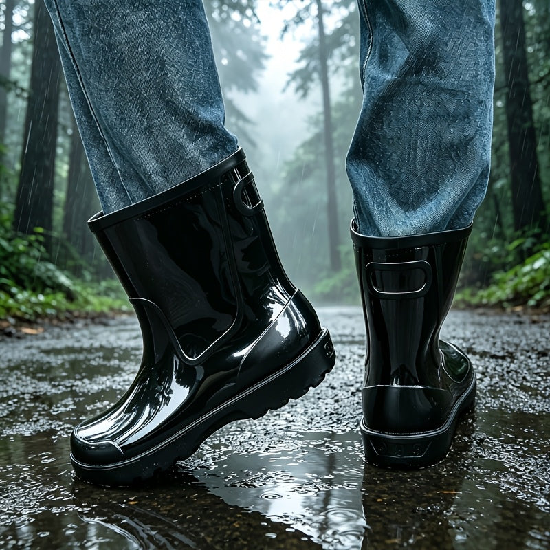 Men's Waterproof Non-Slip PVC Rain Boots for Outdoor Use