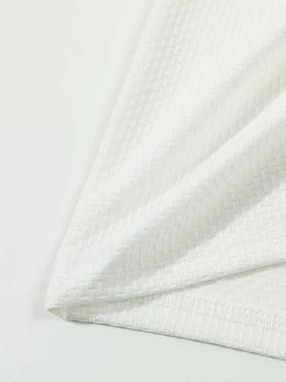 Summer Sports Casual Wear High-End Front Button Short Sleeve Shirt Breathable Turn- Collar Mesh Stretch Solid Color Top Golf Business Men's Short Sleeve - ayq