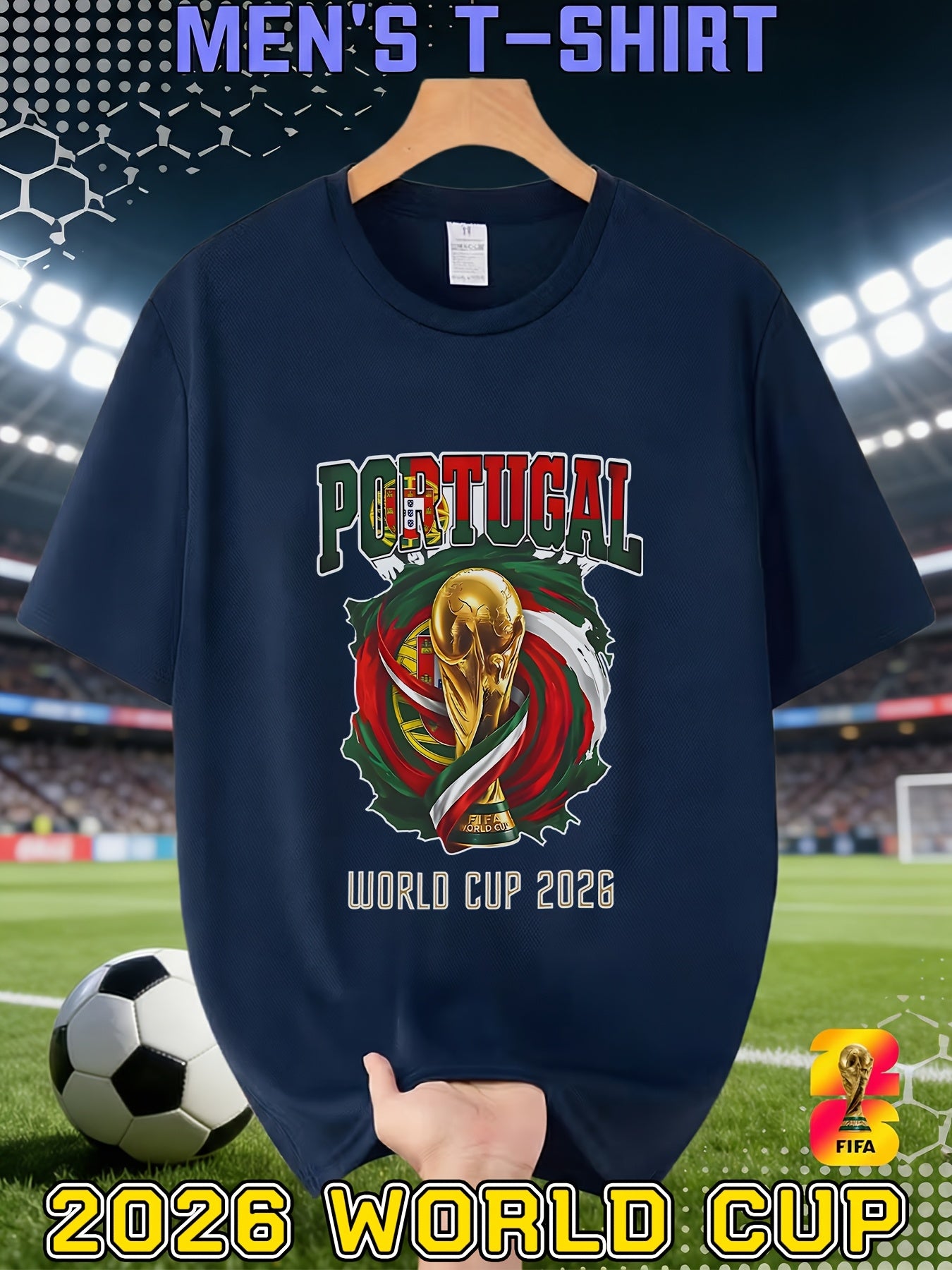 Men's Casual 2026 FIFA World Cup T-Shirt, All-Season Polyester