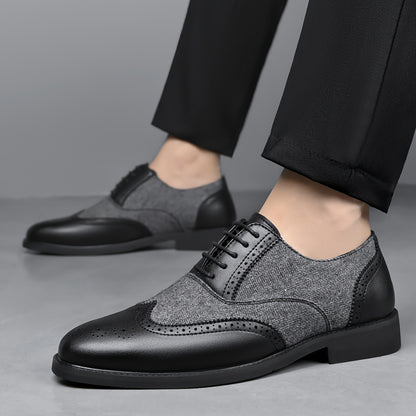 Men's Casual Business Brogue Shoes, Lace-Up Low-Top Loafers
