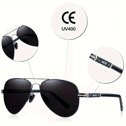 BARCUR Men’s Polarized Pilot Sunglasses Stainless Steel Frame