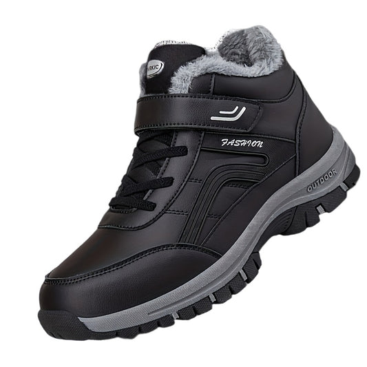 EKBN Men's Winter Plush Ankle Boots - Thermal Snow Shoes with TPR Traction Tread, -like Synthetic Upper & Plush, All-Terrain Outdoor Boots for Ice, Snow, Mud - Casual,, Cold Weather (Warm Ankle