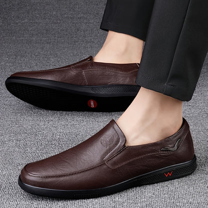 Men's Slip-On Loafers Cowhide Rubber Sole Business Casual Shoes