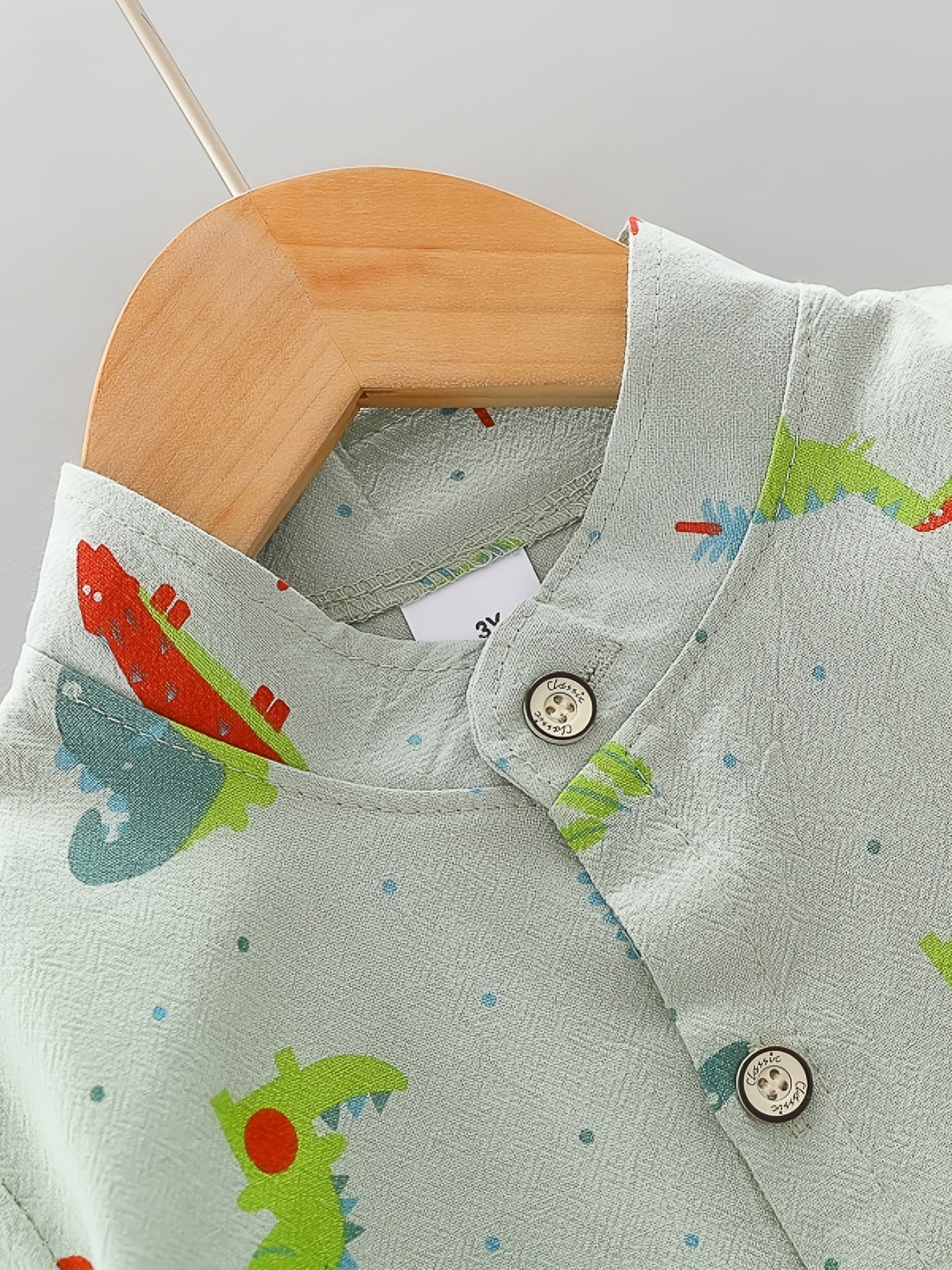 Kids' Cotton Dinosaur Print Shirt & Shorts Set for Summer