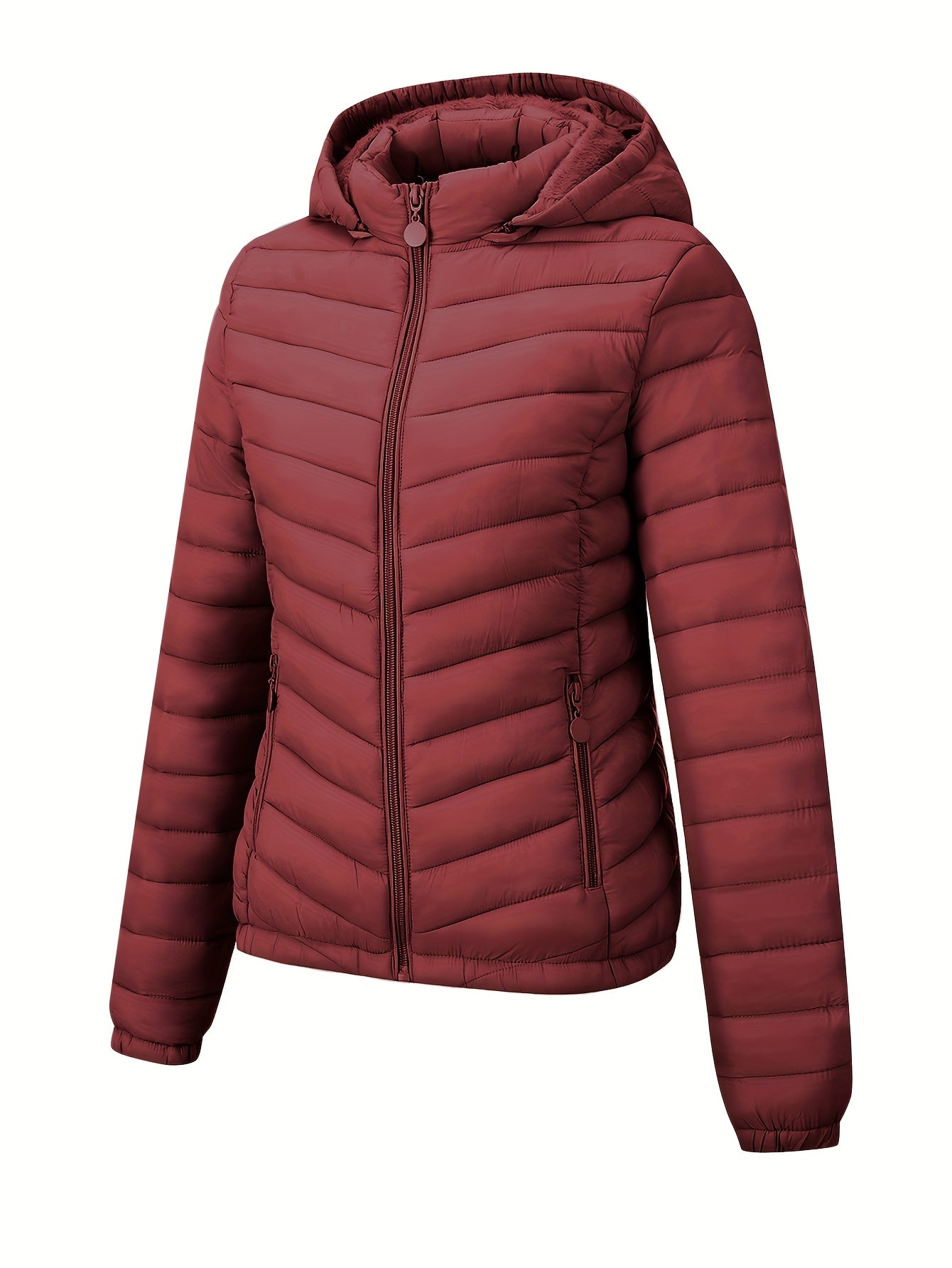 Կանացի թեթև, սև, գլխարկով ձմեռային բաճկոն՝ գրպաններով - Էլեգանտ երկար թևքերով վերնազգեստ, նեյլոնե նյութ, կայծակաճարմանդով դիզայն, իդեալական է առօրյա կամ ճանապարհորդության համար, ձմեռային վերարկուներ