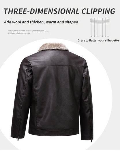 Siji Dou OBM տղամարդու վերարկու, նոր աշնանային/ձմեռային բրդյա ծածկույթով բաճկոն՝ արհեստական ​​մորթուց օձիքով, նորաձև առօրյա բաճկոն տղամարդկանց համար