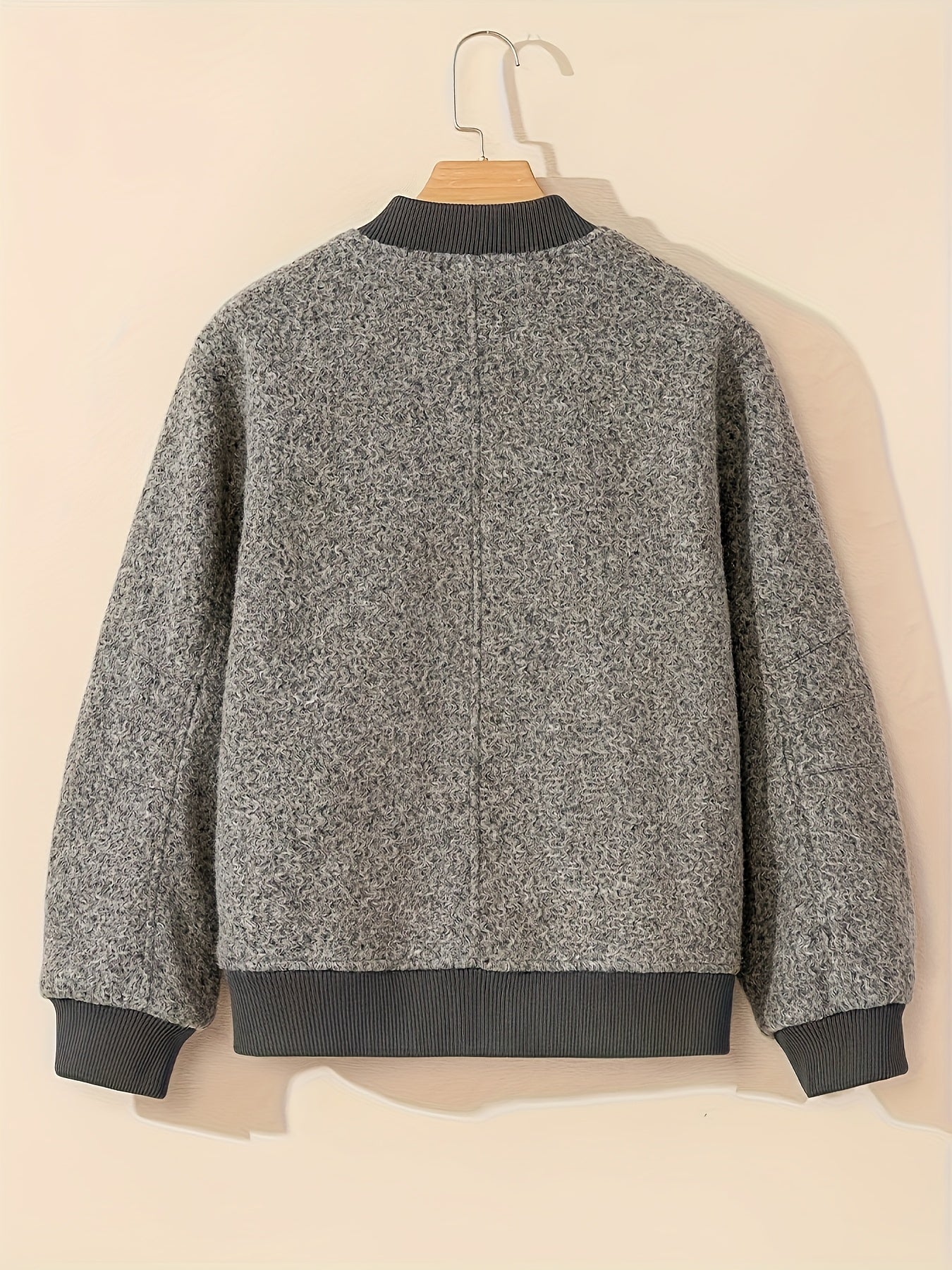 Women'S Elegant Casual Baseball Collar Jacket - Long Sleeve Zip-Up Coat with Asymmetrical Hem, Non-Stretch Fabric, Regular Fit for Spring/Fall, Casual Outerwear, Spring Fall Clothing, Chic Layering Piece, Durable Construction