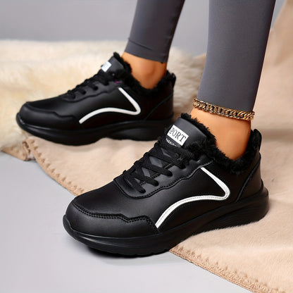 Կանացի ձմեռային ձնագնացքներ - Հաստ պլատֆորմային ներբան՝ լավ բռնման համար, թեթև ցրտադիմացկուն կոշիկներ՝ կապիչով, սահքից պաշտպանող EVA արտաքին ներբան - ամբողջովին սինթետիկ, արհեստական կաշվի նման վերին մաս - տաք, մեկուսացված՝ վազքի, արշավի և այլնի համար