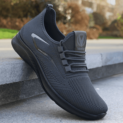 Solid Breathable Durable Sneakers For Outdoor Jogging - Men's Comfy Training Shoes