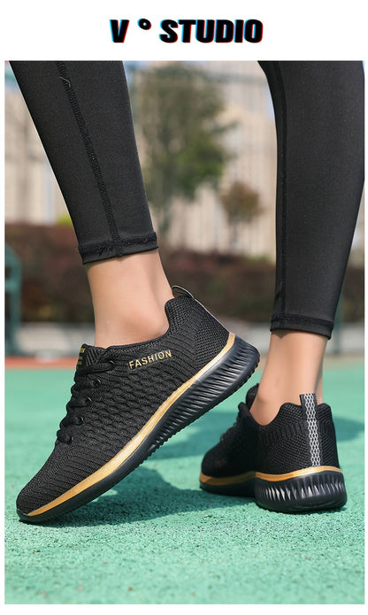 Women's Lightweight Lace-Up Casual Sneakers, Breathable Soft Sole Platform Lace Up Walking Shoes, Comfortable Fashion Footwear plus size